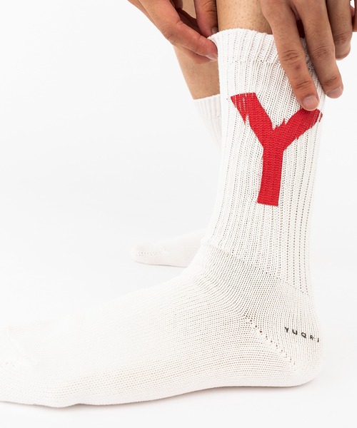 YUQRI(ユクリ)の「【YUQRI】Paint Y(ソックス/靴下・メンズ・ブラック/ホワイト系その他2/ホワイト系その他3/ホワイト・L/M/S)」の2枚目の写真