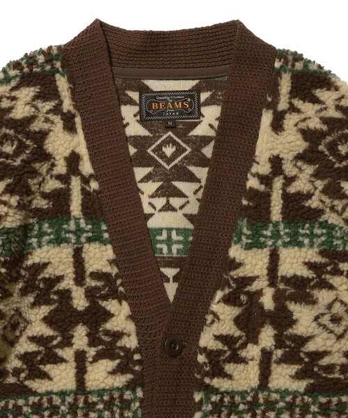 BEAMS PLUS（ビームスプラス）の「ボア ジャカード カーディガン（スウェット・メンズ・ブラウン/グリーン・XL/L/M/S）」の4枚目の写真
