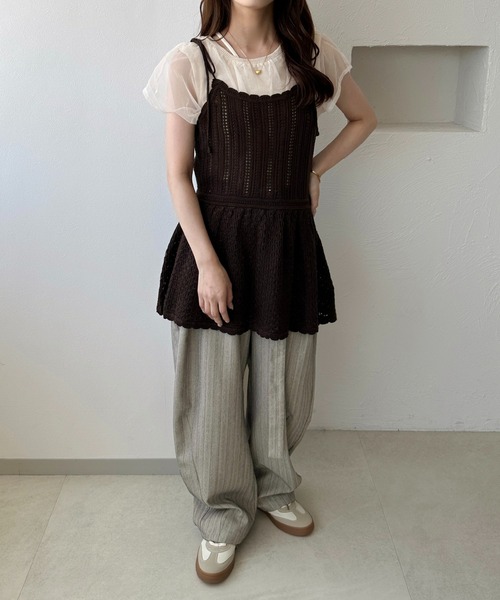 apres jour clair（アプレジュールクレア）の「【apres jour clair】ラメニットキャミチュニック（チュニック・レディース・ネイビー/アイボリー/ブラウン系その他・フリー/X-LARGE）」の9枚目の写真