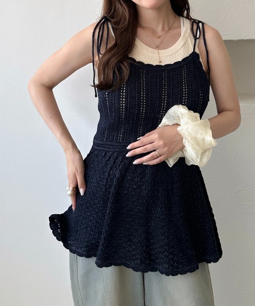 apres jour clair（アプレジュールクレア）の「【apres jour clair】ラメニットキャミチュニック（チュニック・レディース・ネイビー/アイボリー/ブラウン系その他・フリー/X-LARGE）」の13枚目の写真