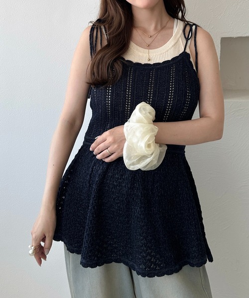 apres jour clair（アプレジュールクレア）の「【apres jour clair】ラメニットキャミチュニック（チュニック・レディース・ネイビー/アイボリー/ブラウン系その他・フリー/X-LARGE）」の14枚目の写真