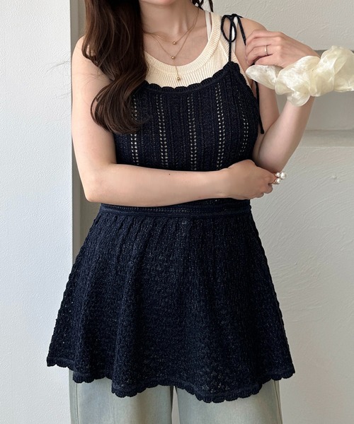 apres jour clair（アプレジュールクレア）の「【apres jour clair】ラメニットキャミチュニック（チュニック・レディース・ネイビー/アイボリー/ブラウン系その他・フリー/X-LARGE）」の15枚目の写真