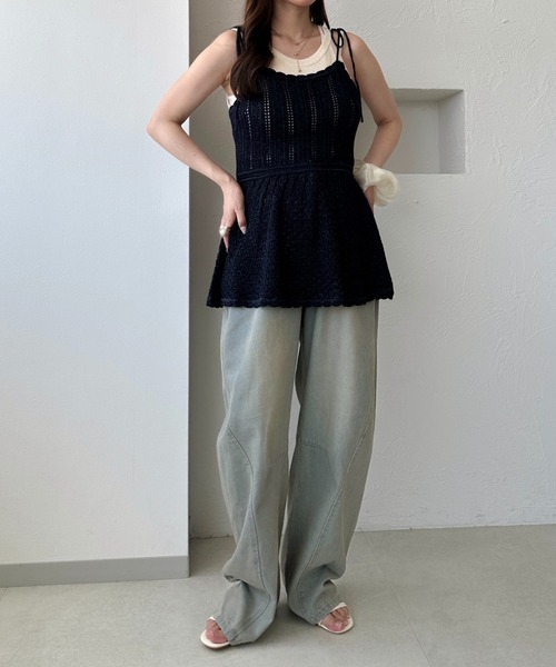 apres jour clair（アプレジュールクレア）の「【apres jour clair】ラメニットキャミチュニック（チュニック・レディース・ネイビー/アイボリー/ブラウン系その他・フリー/X-LARGE）」の17枚目の写真