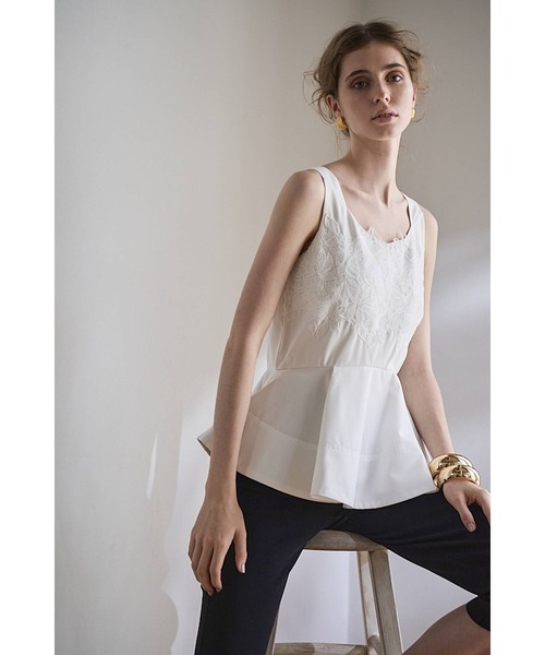 Estella.K(エステラケー)の「Bianca Lace Top フロントレースペプラムTOP(シャツ/ブラウス・レディース・ホワイト/ブラック・FREE)」の6枚目の写真
