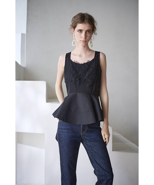 Estella.K(エステラケー)の「Bianca Lace Top フロントレースペプラムTOP(シャツ/ブラウス・レディース・ホワイト/ブラック・FREE)」の20枚目の写真