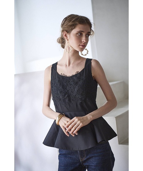Estella.K(エステラケー)の「Bianca Lace Top フロントレースペプラムTOP(シャツ/ブラウス・レディース・ホワイト/ブラック・FREE)」の11枚目の写真