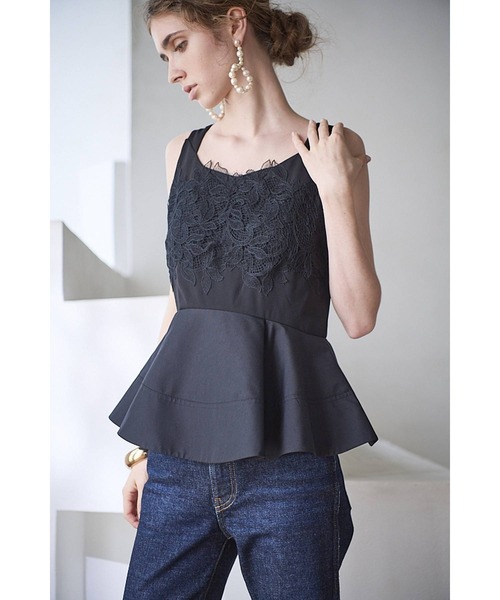 Estella.K(エステラケー)の「Bianca Lace Top フロントレースペプラムTOP(シャツ/ブラウス・レディース・ホワイト/ブラック・FREE)」の17枚目の写真