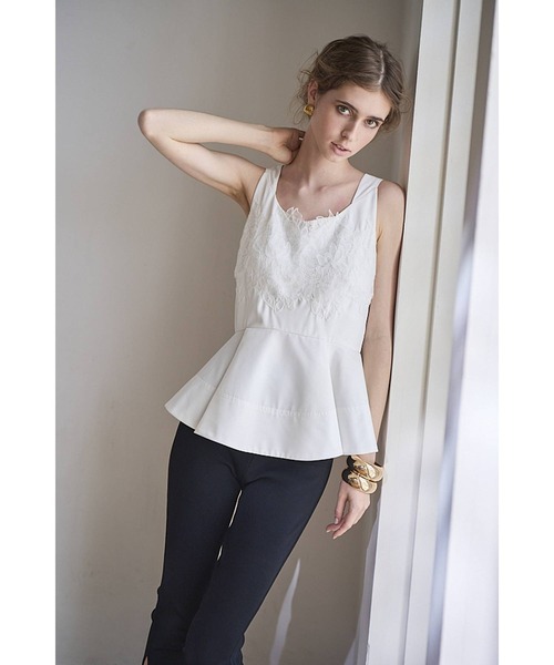 Estella.K(エステラケー)の「Bianca Lace Top フロントレースペプラムTOP(シャツ/ブラウス・レディース・ホワイト/ブラック・FREE)」の10枚目の写真