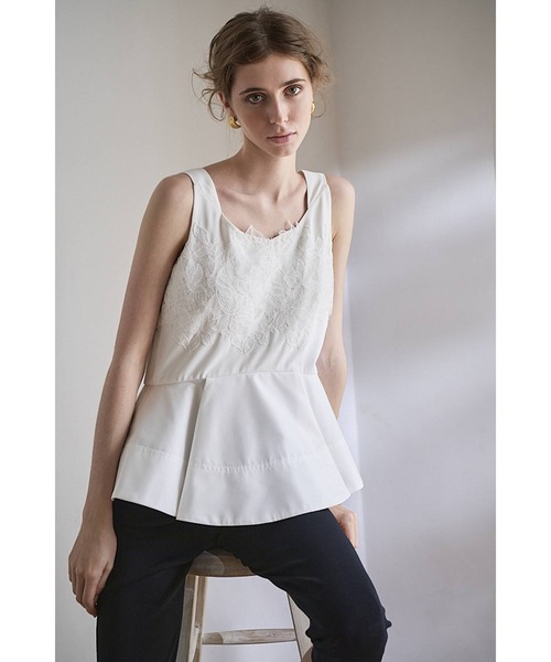 Estella.K(エステラケー)の「Bianca Lace Top フロントレースペプラムTOP(シャツ/ブラウス・レディース・ホワイト/ブラック・FREE)」の9枚目の写真