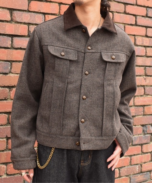 Noen(ノエン)の「ツイードトラッカージャケット(ブルゾン・メンズ・ブラウン/ライトブルー・LARGE/MEDIUM)」の2枚目の写真