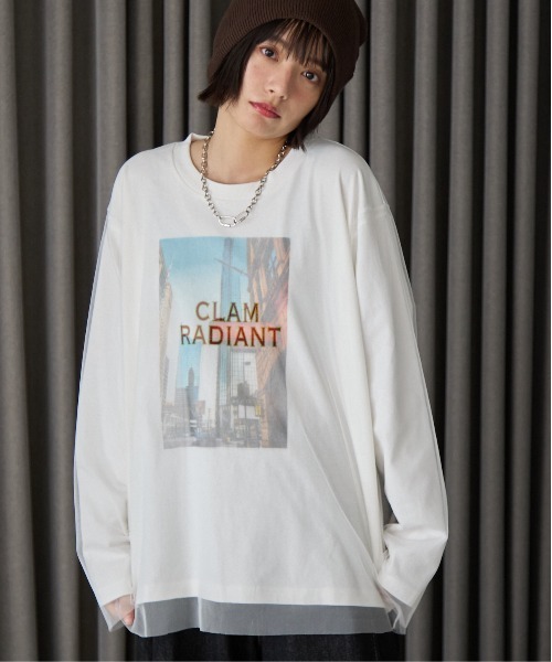 PBLIM(ページボーイリム)の「《UNISEX》チュールカサネロンT(Tシャツ/カットソー・レディース・オフホワイト/ベージュ・MEDIUM/LARGE)」の2枚目の写真