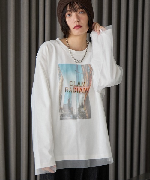 PBLIM(ページボーイリム)の「《UNISEX》チュールカサネロンT(Tシャツ/カットソー・レディース・オフホワイト/ベージュ・MEDIUM/LARGE)」の3枚目の写真