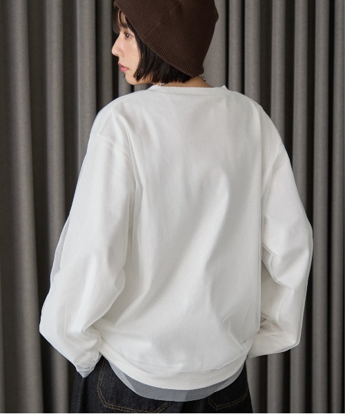 PBLIM(ページボーイリム)の「《UNISEX》チュールカサネロンT(Tシャツ/カットソー・レディース・オフホワイト/ベージュ・MEDIUM/LARGE)」の4枚目の写真