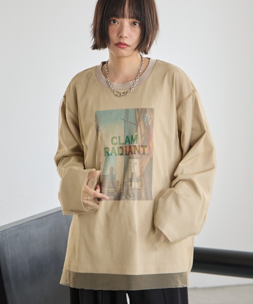 PBLIM(ページボーイリム)の「《UNISEX》チュールカサネロンT(Tシャツ/カットソー・レディース・オフホワイト/ベージュ・MEDIUM/LARGE)」の6枚目の写真