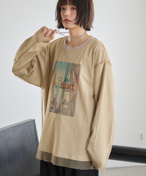 PBLIM(ページボーイリム)の「《UNISEX》チュールカサネロンT(Tシャツ/カットソー・レディース・オフホワイト/ベージュ・MEDIUM/LARGE)」の5枚目の写真