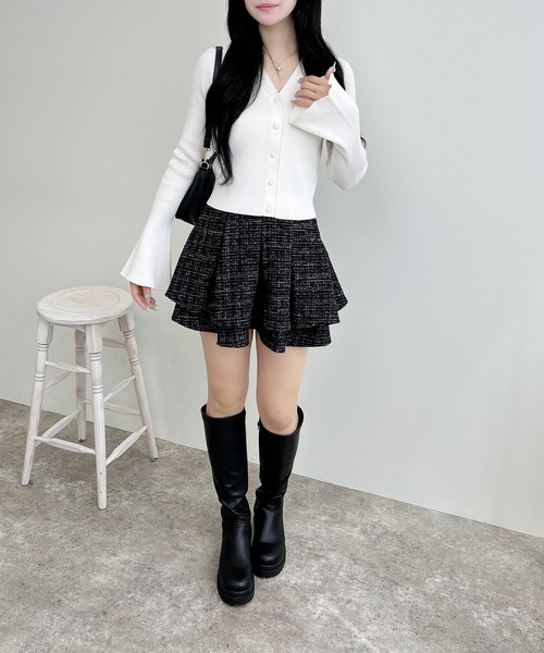 INGNI（イング）の「【WEB限定】フレアスリーブリブニットカーディガン（カーディガン/ボレロ・レディース・ブラック/アイボリー/グレー/ボルドー・M）」の19枚目の写真