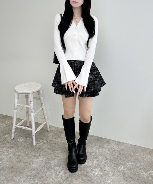 INGNI（イング）の「【WEB限定】フレアスリーブリブニットカーディガン（カーディガン/ボレロ・レディース・ブラック/アイボリー/グレー/ボルドー・M）」の20枚目の写真