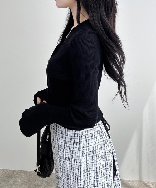 INGNI（イング）の「【WEB限定】フレアスリーブリブニットカーディガン（カーディガン/ボレロ・レディース・ブラック/アイボリー/グレー/ボルドー・M）」の16枚目の写真