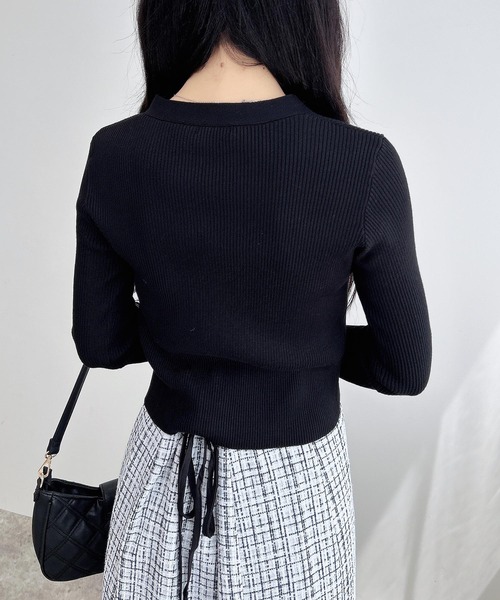 INGNI（イング）の「【WEB限定】フレアスリーブリブニットカーディガン（カーディガン/ボレロ・レディース・ブラック/アイボリー/グレー/ボルドー・M）」の15枚目の写真