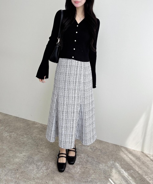 INGNI（イング）の「【WEB限定】フレアスリーブリブニットカーディガン（カーディガン/ボレロ・レディース・ブラック/アイボリー/グレー/ボルドー・M）」の13枚目の写真