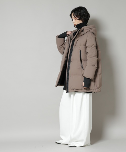 NANO universe（ナノユニバース）の「「西川ダウン(R)」ソロテックスAラインダウン（ダウンジャケット/コート・レディース・オフホワイト/ブラック/モカ・M/S）」の22枚目の写真