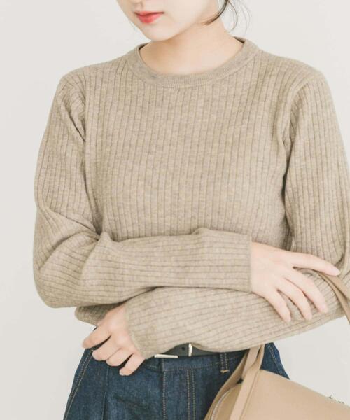 洗濯可』フワフワクルーネックリブニット（ニット/セーター）｜ITEMS