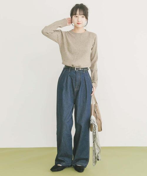 ITEMS URBANRESEARCH（アイテムズ アーバンリサーチ）の「『洗濯可』フワフワクルーネックリブニット（ニット/セーター・レディース・オフホワイト/チャコールグレー/ベージュ/グリーン系その他・FREE）」の13枚目の写真