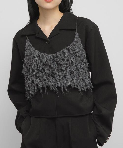 KBF（ケイビーエフ）の「マイクロフリンジブラ（その他トップス・レディース・チャコールグレー/ベージュ・ONE）」の2枚目の写真