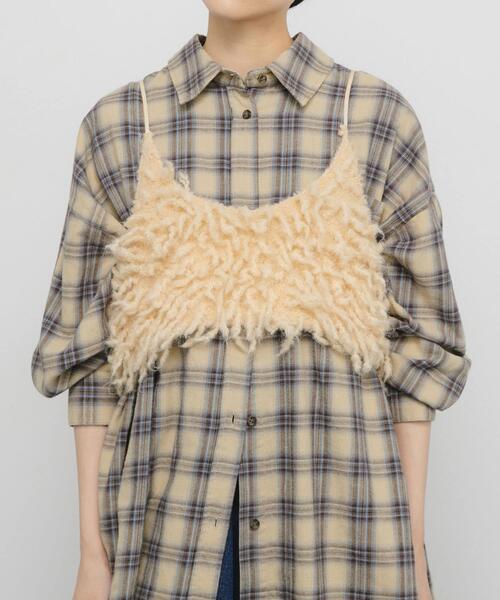 KBF（ケイビーエフ）の「マイクロフリンジブラ（その他トップス・レディース・チャコールグレー/ベージュ・ONE）」の3枚目の写真