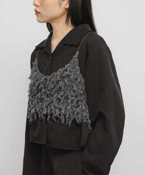 KBF（ケイビーエフ）の「マイクロフリンジブラ（その他トップス・レディース・チャコールグレー/ベージュ・ONE）」の17枚目の写真