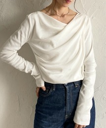 She's Closet（シーズクローゼット）の「2wayオープンネック長袖オフショルドレープトップス（Tシャツ/カットソー・レディース）」