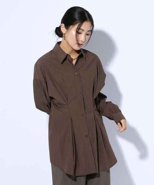 GLOBAL WORK（グローバルワーク）の「タックデザインシャツ長袖/599669（シャツ/ブラウス・レディース・サックスブルー/ブラウン/ネイビー・FREE）」の8枚目の写真