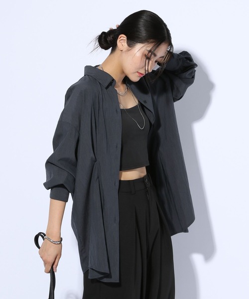 GLOBAL WORK（グローバルワーク）の「タックデザインシャツ長袖/599669（シャツ/ブラウス・レディース・サックスブルー/ブラウン/ネイビー・FREE）」の20枚目の写真