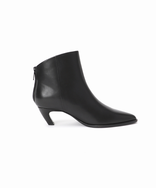 GRISE5.5cmレザーポインテッドスライドカットショートブーツ