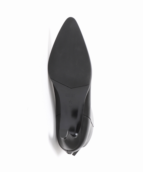GRISE5.5cmレザーポインテッドスライドカットショートブーツ