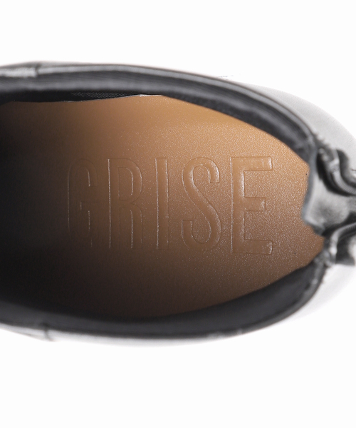GRISE5.5cmレザーポインテッドスライドカットショートブーツ