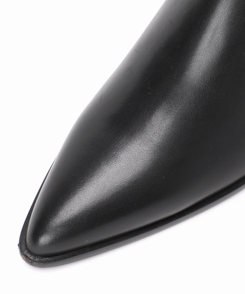 GRISE5.5cmレザーポインテッドスライドカットショートブーツ