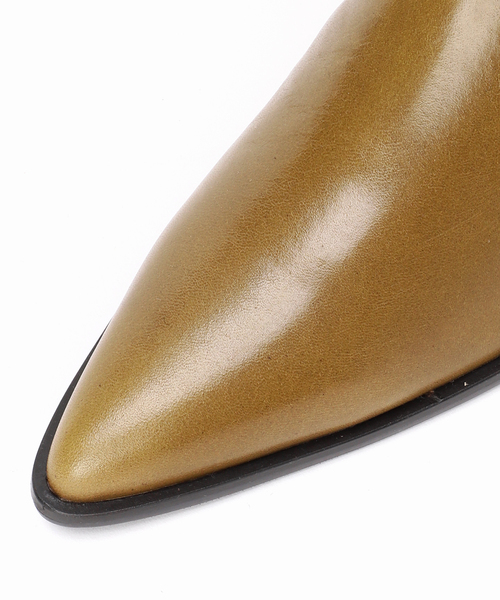 GRISE5.5cmレザーポインテッドスライドカットショートブーツ