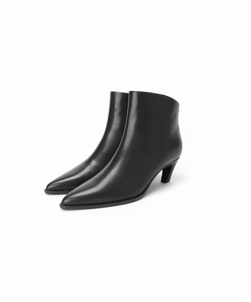 GRISE5.5cmレザーポインテッドスライドカットショートブーツ