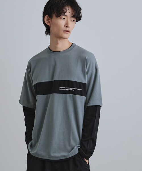 tk.TAKEO KIKUCHI（ティーケータケオキクチ）の「フェイクレイヤードカットソー（Tシャツ/カットソー・メンズ・ブラック/ブルーグリーン/ホワイト・02/04/03）」の3枚目の写真