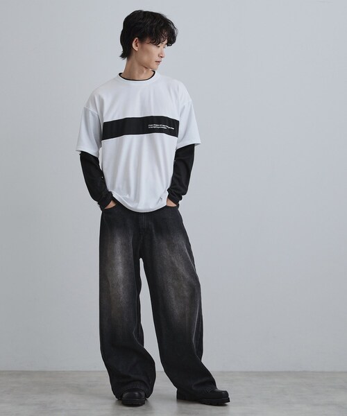 tk.TAKEO KIKUCHI（ティーケータケオキクチ）の「フェイクレイヤードカットソー（Tシャツ/カットソー・メンズ・ブラック/ブルーグリーン/ホワイト・02/04/03）」の5枚目の写真
