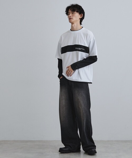 tk.TAKEO KIKUCHI（ティーケータケオキクチ）の「フェイクレイヤードカットソー（Tシャツ/カットソー・メンズ・ブラック/ブルーグリーン/ホワイト・02/04/03）」の6枚目の写真