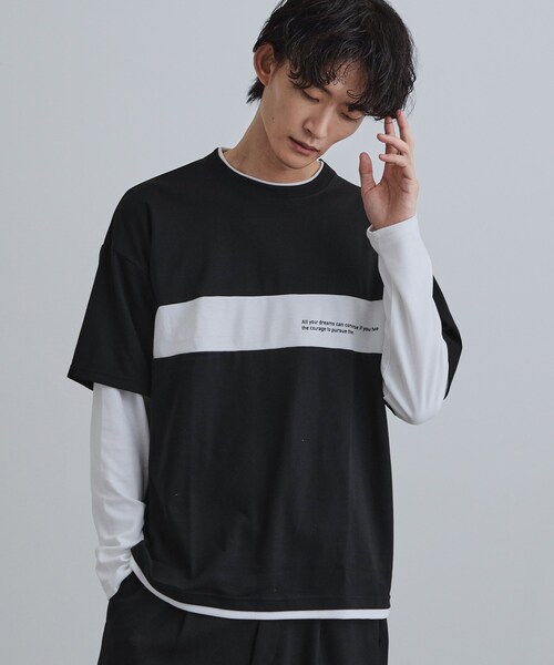 tk.TAKEO KIKUCHI（ティーケータケオキクチ）の「フェイクレイヤードカットソー（Tシャツ/カットソー・メンズ・ブラック/ブルーグリーン/ホワイト・02/04/03）」の8枚目の写真