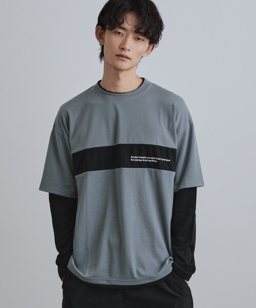 tk.TAKEO KIKUCHI（ティーケータケオキクチ）の「フェイクレイヤードカットソー（Tシャツ/カットソー・メンズ・ブラック/ブルーグリーン/ホワイト・02/04/03）」の12枚目の写真