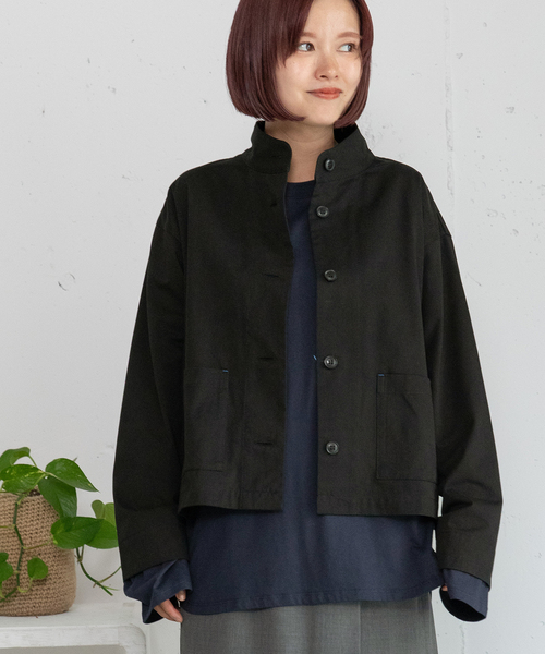 POU DOU DOU（プードゥドゥ）の「スタンドカラージャケット（その他アウター・レディース・ブラック/インディゴブルー・M）」の2枚目の写真