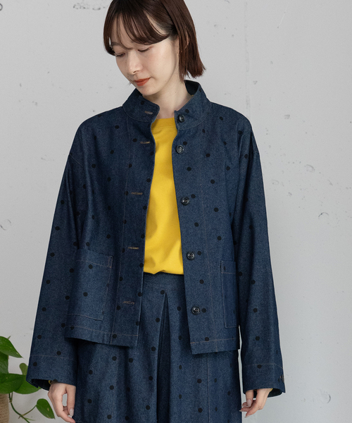 POU DOU DOU（プードゥドゥ）の「スタンドカラージャケット（その他アウター・レディース・ブラック/インディゴブルー・M）」の4枚目の写真