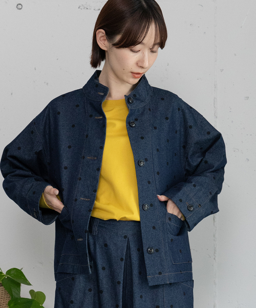 POU DOU DOU（プードゥドゥ）の「スタンドカラージャケット（その他アウター・レディース・ブラック/インディゴブルー・M）」の5枚目の写真