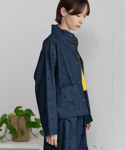 POU DOU DOU（プードゥドゥ）の「スタンドカラージャケット（その他アウター・レディース・ブラック/インディゴブルー・M）」の6枚目の写真
