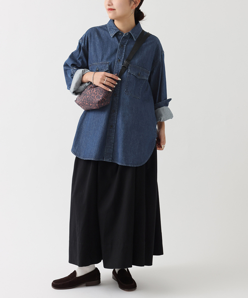 JOURNAL STANDARD relume(ジャーナルスタンダード レリューム)の「《追加2》9oz デニムワークシャツ(シャツ/ブラウス・レディース・ネイビー/ブルー・FREE)」の3枚目の写真
