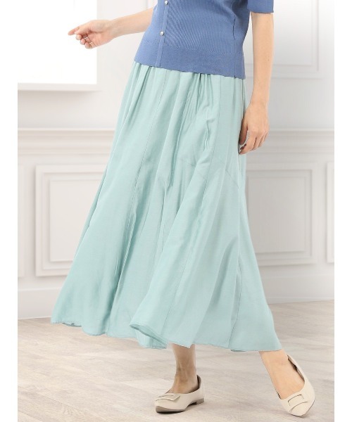 m.f.editorial(エムエフエディトリアル)の「【ハンドウォッシャブル】m.f.エディトリアル レディース シルキーローン タックギャザースカート(スカート・レディース・グレー系その他2/ベージュ/ライトグリーン/サックスブルー・MEDIUM)」の3枚目の写真